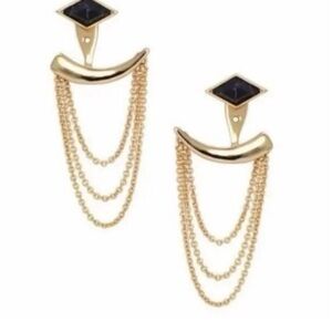 stella & dot ~ Pave Arc Earrings- Gold and Black